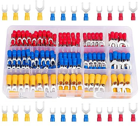 HUAZIZ 290 Pezzi Forcella Spada Connettori Elettrici Set, Isolati Capicorda Elettrici Crimp, Crimpatrice Crimp Terminale Set