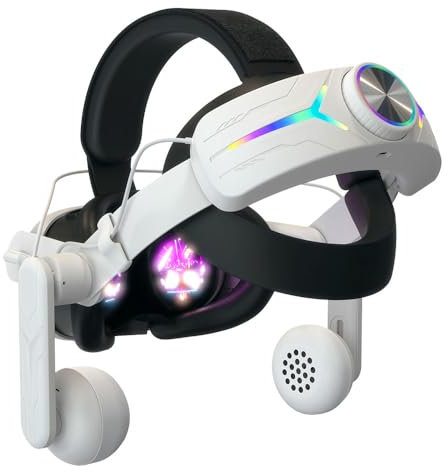 Meta Quest 3 Elite Strap - 8000mAh Battery Head Strap With Earphone and RGB Colorful Lights, VR Accessories Game Charging Replacement Headband
