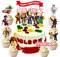 9pcs Game Cake Toppers Cake Decorations, 1 Large Happy Birthday Topper 8 Small for Sandbox Game Cupcake Toppers Happy Birthday Cake Decorations for Sandbox Kids (Red)