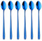 SBOMHS Latte Macchiato Löffel 18/10 Edelstahl Kaffeelöffel Langer Stiel Cafe Cappuccino Löffel Dessertlöffel 20 CM Longdrink Löffel für Nutella Milchkaffee 6 Stück Große Joghurtlöffel (Blau)
