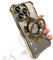 Emlivi iPhone 15 Pro Max Klar Hülle Kompatibel mit Mag-Safe,Galvanisierte Magnetisch Handyhülle Ring Ständer,Transparent Kameraschutz TPU Case Cover,Vier Ecken Anti-Fall Schutzhülle,Golden