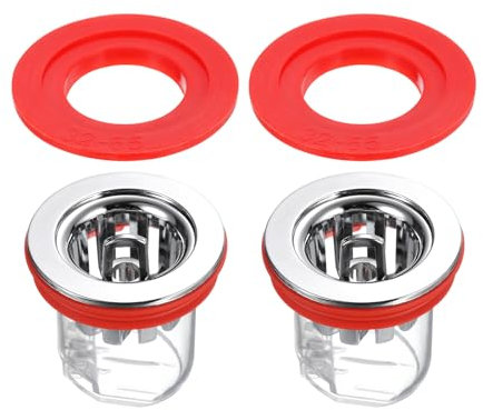 sourcing map Floor Drain Anti-Odor Core, Shower Floor Drain Backflow Preventer Sewer Core Hair Catcher for 32-50mm/1.3-2 Pipes in Bathroom Kitchen Balcony, Red