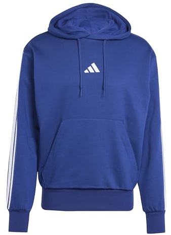 adidas Herren Essential Three Stripes Fleece Hoodie Sweatshirt, Dark Blue/White, XXL