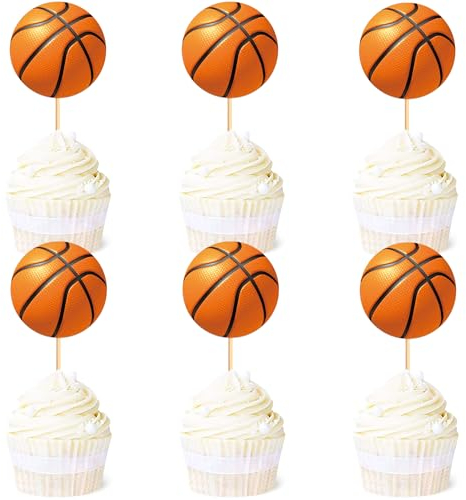 Blumomon 24 Stück Dual Front Basketball Sport Kuchen Dekoration Basketball Sport Cupcake Topper Sport Themed Party Dekoration Passend Für Basketball Sportler Periphere Aktivitäten Dekoration