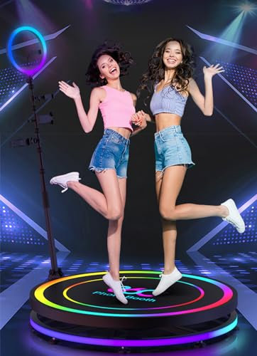 GCZQYAM 360 Foto Booth Maschine für Partys, Spin 360 Kamera Booth Maschine Automatische Steuerung, mit Flightcase Benutzerdefiniertes Logo RGB Ring Zubehör Photo Booth 360