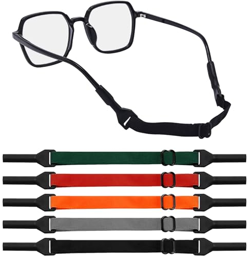 Qufiiry 5 Pieces No Tail Adjustable Eyewear Retainer, Adjustable Glasses Strap, Glasse Strap, Sports Glasses Band, Soft And Durable, Adjustable Eyeglass Strap for Men Women Teenagers (5 Colors)