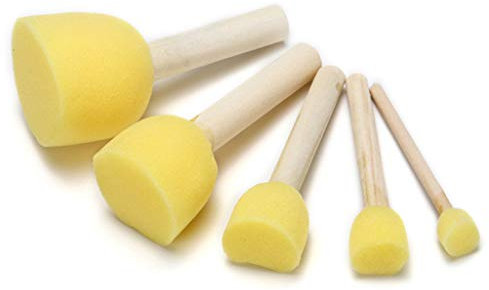 5pcs Sponge Foam Brush Set Wooden Handle Stamp Painting Tool Crafts For Kids Beginners Art Supplies Paint Brush