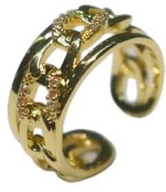 GleaMora Gold Silber Kettenring Personalisiert Verstellbar Elegant Trendy Einzigartige Ringe Hohler Vintage Ring Für Frauen Schmuck Geschenk