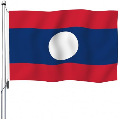Aoihrraan Laos Drapeau 80x120cm Double Face Laos Drapeau Célébration En Plein Air Bannière Maison Jardin Porche Parti Décoration Drapeau Avec 2 Oeillets Solides