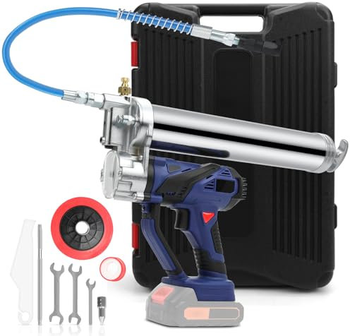 Kistrba Akku Fettpresse Kompatibel mit Makita 18V Lithium-ion Akku, 200W 10000 PSI Hochleistungs Elektrische Fettpresse mit Hochdruckschlauch, für Mechanische Ausrüstung Ölen(Ohne Akku) (Blau)
