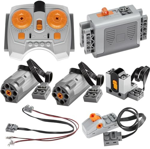 Ensemble de Moteurs Power Function 7 pièces - Kit Scientifique et technologique avec télécommande, Moteur M, boîtier de Piles AA - Compatible avec Lego Technic