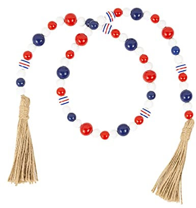 Elektro Kinder -Girlande mit Quasten, 4. Juli, Dekorationen, patriotische Dekoration, rustikale Bauernhaus-Tischdekoration, abgestuftes Tablett, Dekoration, Gebetskette, Küche, Tumblr (B, One Size)