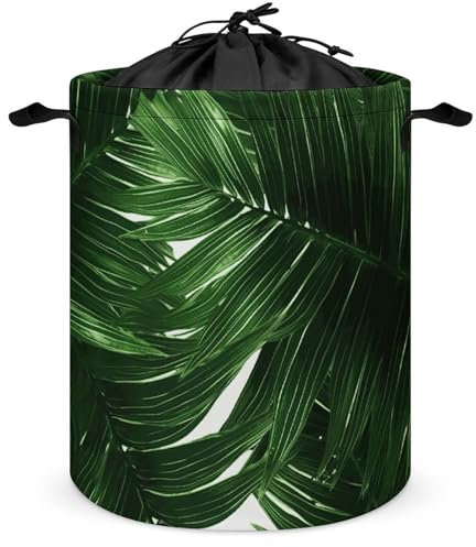 Panier à linge en forme de feuilles de palmier vertes de grande capacité, panier à linge sale autonome pour salle de bain, chambre à coucher, buanderie