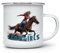 MAXIKIWI - Tasse à café ou thé en émail durable pour l'intérieur et l'extérieur – Cowboy occidental – 350 ml