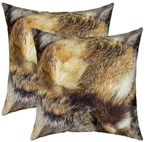 Kissenbezug mit Kuhfell-Motiv, bedruckt, für Zuhause, Wohnzimmer, wendbar, Bauernhaus, Tierhaut, braun, gelb, dekorativer Überwurf-Kissenbezug, 45,7 x 45,7 cm, 2 Stück