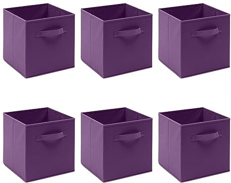 Homullel Foldable Storage Cubes Set of 6, Fabric Storage Boxes, Closet Storage Drawers Storage Organizer for Clothes (Band, Purple)