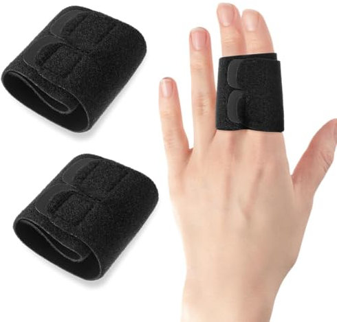 Finger Splint, 2 Pack Adjustable Finger Sleeve Support Protector, Finger Brace Relieve Joint Pain, Finger Guards Sport Cushion Bandage, for Finger Pain Relief or Locking Finger Tendon, Black, M