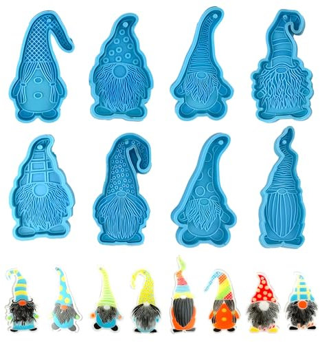 behone Stampo Silicone,8 pezzi Stampi in silicone per albero di Natale,Stampi in resina epossidica,Stampo in Silicone Babbo Natale,Stampi in Resina Appeso,per decorazioni decorative