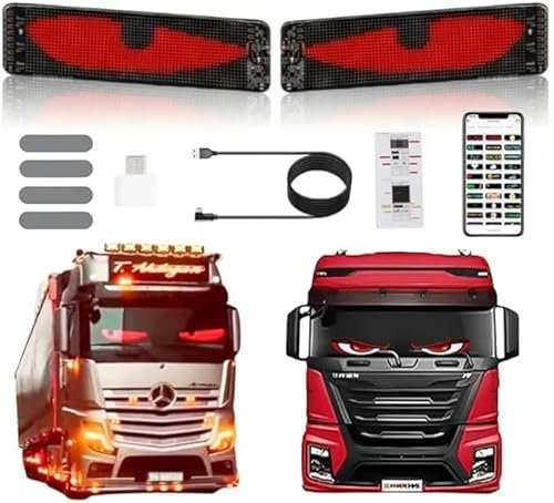 Yeux LED pour Camion, LED Ecran, Plaque Lumineuse Camion Yeux, Yeux LED Voiture(120x595mm)