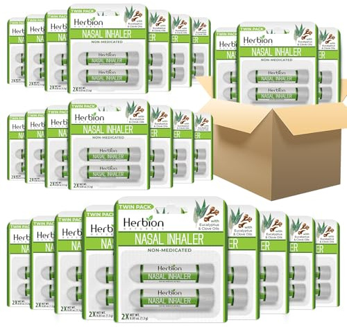 Herbion Naturals Naseninhalator 2er Pack | Dampfstäbchen mit ätherischen Ölen zur zum Nasenkomfort; Nicht medizinische Formel mit Menthol, Eukalyptus, Nelkenöl