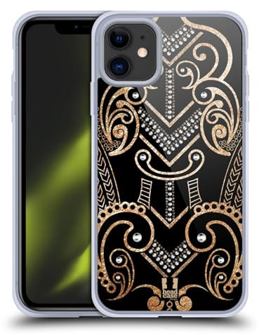 Head Case Designs Schwarz Art Deco Luxe Gelhülle [Militärischer Schutzgrad] Kompatibel Mit Apple iPhone 11 Und Kompatibel Mit MagSafe