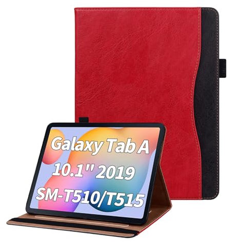 Cicili Hülle für Samsung Galaxy Tab A 10,1 2019 (SM-T510/T515), Folio Schutzhülle mit Tasche Ständer PU Lederhülle Flip Case Cover für Samsung Galaxy Tab A 10.1 Zoll 2019 Tablet Hülle Tablet, Rot