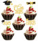 25 Stück 2025 Graduation Cupcake Toppers, Abschlussfeier Cupcake toppers, Bachelor Hut Deko, Abschluss Tortendeko, Grade Cap Torten Dekorationen, Abschluss Party Kuchen Dekoration