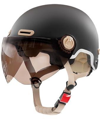 yakermur Casque de scooter pour homme adulte, casque de VTT réfléchissant pour homme avec lunettes de protection coupe-vent, accessoire de moto pour la conduite de nuit, le Nouvel An chinois, la