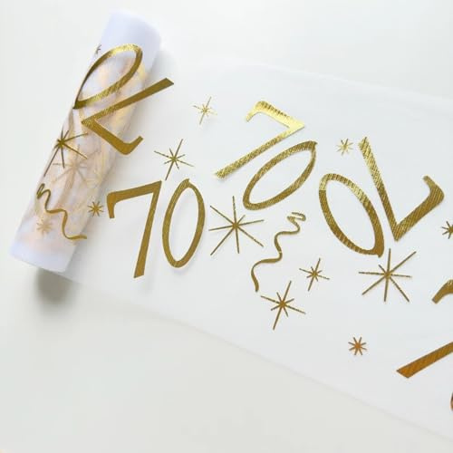 Wirsindeins 70 Jahre Geburtstag Deko Tischläufer 28cm x 15m - Goldener Tischdeko schneidbar, universell für Mann und Frau (70 Jahre)