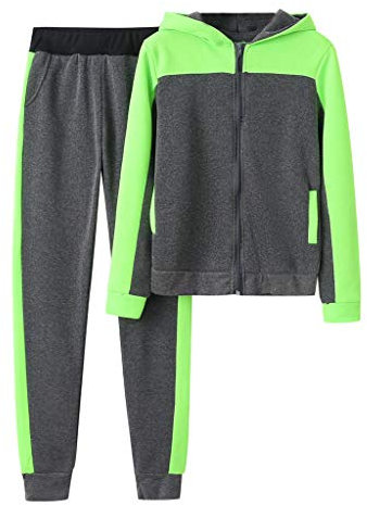 Fccrian Women Solid Color Hooded Sweatshirt and Pant Tracksuit Sport Suit Hammer Jumpsuit (Green, L)
