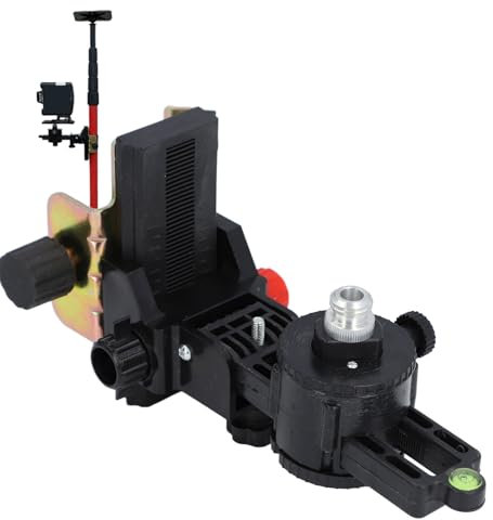 Fine Tuning Bracket Level Tool, Adapter 360° Rotating Telescoping Pole Head Adjustable Up Down 0-10CM Left Right Front Back Multifunctional with Metal Base Plate