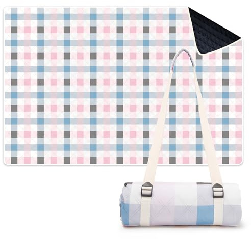 LARUTAN Picknickdecke 200x300 cm, wasserdicht & waschbar, Faltbare Stranddecke mit Tragegurt, große Outdoor Decke für Strand, Camping, Park & Picknick, Cambridge