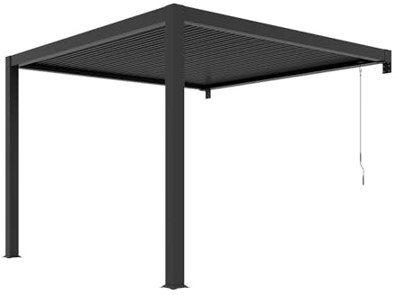 Vente-unique-Pergola addossata bioclimatica in Alluminio con lamelle orientabili 9,36 m² Antracite - SERADO