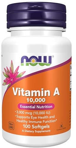 NOW Supplements, Vitamin A 10,000 IU, Eye Health*, Essential Nutrition, 100 Softgels