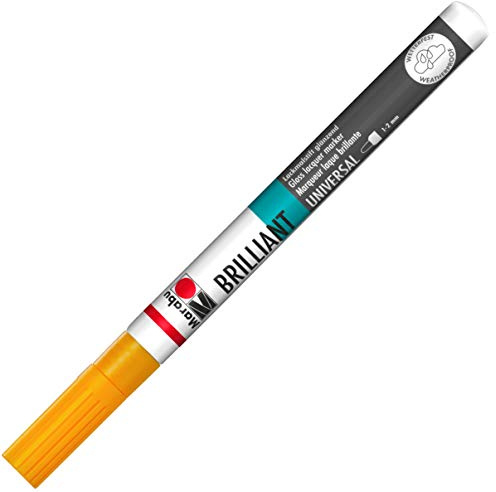 Marabu 01210031225 - Brilliant Painter, mandarine 225, Strichstärke ca. 1 - 2 mm, Universeller Lackmalstift, glänzend, deckend, wetterfest, lichtecht, schnell trocknend, für verschiedene Oberflächen