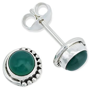 Ohrstecker 925 Silber grüner Onyx Stein Edelstein Ohrringe echt Silber Damen Sterling Silber Stecker Geschenk(MOS-028-14)