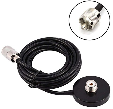 TengKo SO239 Mount Magnetic Base UHF PL-259 Antenna Cable Roof or Trunk for Mobile Radios PL259 Connector for Yaesu Kenwood Vertex Icom Mobile Radios