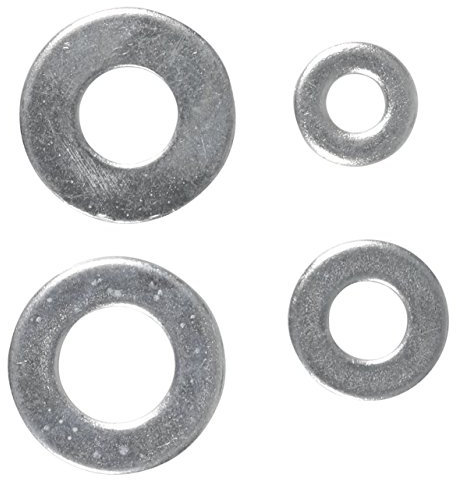 COGEX - Assortiment de 40 rondelles larges plates - Couleur: Gris - Matière: en acier zingué - Ø 3-4-5-6 mm - Set de 40 Pièces - Ø3/7mm x 10 pcs, Ø4/9mm x 10 pcs, Ø5/10mm x 10 pcs, Ø6/12 x 10 pcs