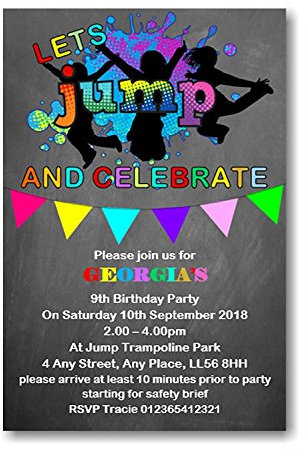 Bespoke Candy Delights Personalised Trampoline Birthday Party Invitations - Invites Boy or Girl Ref B61 4th 5th 6th 7th 8th 9th 10th 11th 12th 13th 14th Birthday (25)