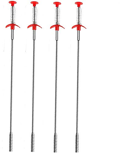 Kaxich 4 Stück Haarfänger für Abfluss, Abfluss Schlange Haar Clog Remover aus Edelstahl Badewanne Haarreinige Abwasserkanal Reinigungswerkzeuge Drain Snake für Küche, Bad, Toilette
