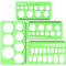 Zeichenschablone,4pcs Schablonen Geometrische Formen,Kunststoff Stanzschablone Stanzformen,Ellipsenschablone für DIY Bullet Journal Album Scrapbooking Papier Karte Kunst Deko (Grün)