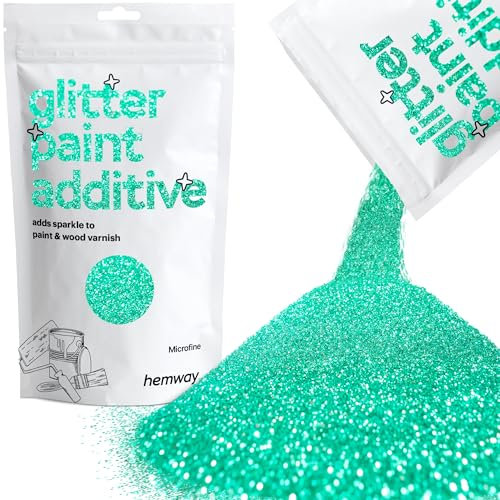 Hemway Turquoise Glitter Peinture Additif Microfin 1/256 0.1mm pour l'émulsion Peintures à l'eau - Intérieur et Extérieur Mur, Plafond, bois, vernis, mat, brillant, satiné, 100 g / 3,5 oz