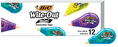 BIC Wite-Out Brand Mini-Korrekturband, Weiß, 12 Stück