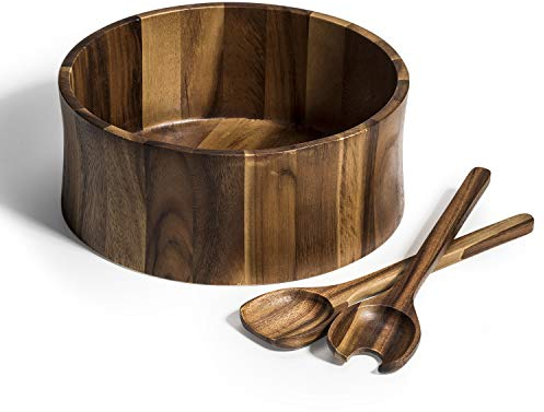 Kalmar Home Extra große Salatschüssel aus Akazienholz, gebogen, 30,5 cm