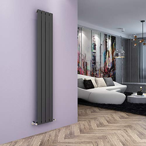ELEGANT 1800 x 300 mm Anthracite Vertical Column Radiators Single Flat Panel Designer Bathroom Radiator Modern Central Heating Space Saving Radiators