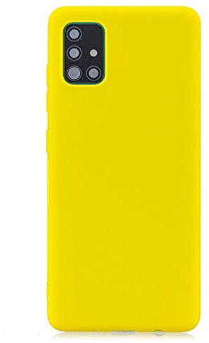 cuzz Coque Samsung Galaxy A41+{1 Pièces Protège Écran en Verre Trempé}Couleur Unie Premium Flexible Souple Silicone TPU Etui Mince Ultra-Lumière Anti-dérapante {Jaune}