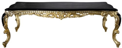 Casa Padrino Luxus Barock Esstisch Schwarz/Gold 230 x 114 x H. 80 cm - Prunkvoller Massivholz Esszimmertisch - Esszimmer Möbel im Barockstil