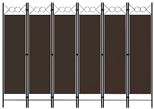 vidaXL Cloison de Séparation 6 Panneaux Séparateur de Pièce Diviseur Ecran d'Intimité Paravent Chambre à Coucher Maison Intérieur Marron 240x180 cm