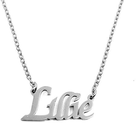 Lillie Namenskette – 18 Karat Weißgold plattierte Halskette – individuelle Namenskette – personalisierte Geschenke – personalisierter Schmuck für Frauen – Namensanhänger Lillie