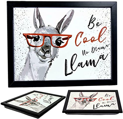 The Magic Toy Shop Wooden Lap Trays with Bean Bag Cushion - - Llama Design - Large Padded Tray for Kids and Adults - Suitable for Food, Work, Art, Studies, TV, Sofa, Bed - Great Gift for Animal Lovers